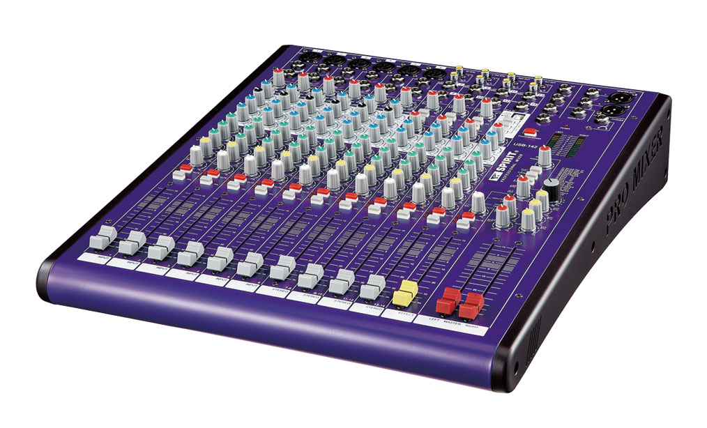 SPIRIT USB-142 6 MIC 4 STEREO INPUT PROFESSIONAL MIXER WITH DIGITAL EFFECTS AND USB IO